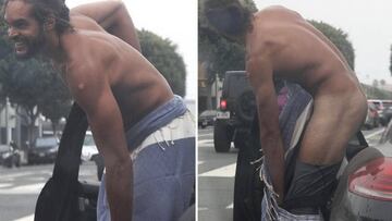 La im&aacute;genes de TMZ en las que se ve a Joakim Noah cambi&aacute;ndose de ropa en plena calle en Santa M&oacute;nica.