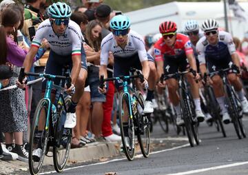 Decimoctava etapa de La Vuelta a España 2022 con un recorrido de 192 kilómetros entre Trujillo y el Alto del Piornal. En la foto, Nibali, Miguel Angel López y Evenepoel.