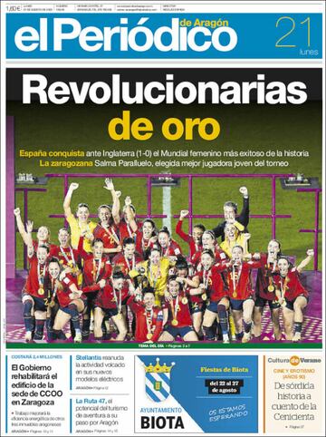 La prensa española, orgullosa de sus campeonas del mundo