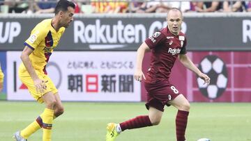 Iniesta, en el amistoso entre Vissel Kobe y Barcelona.