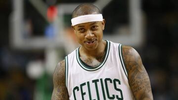 Jan 3, 2017; Boston, MA, USA;  Boston Celtics point guard Isaiah Thomas (4) smiles after a basket during the fourth quarter against the Utah Jazz at TD Garden.  The Boston Celtics won 115-104.  Mandatory Credit: Greg M. Cooper-USA TODAY Sports