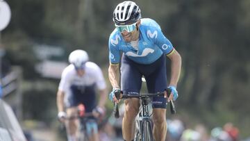 Alejandro Valverde, durante la subida al Muro de Huy en la Flecha Valona 2021.