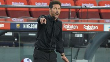 Simeone, en el Camp Nou.