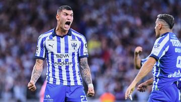     Brandon Vazquez celebrate this goal 1-0 of Monterrey during the quarterfinals second  leg match between Monterrey and Inter Miami as part of the CONCACAF Champions Cup 2024, at BBVA Bancomer Stadium on April 10, 2024 in Monterrey, Nuevo Leon Mexico.