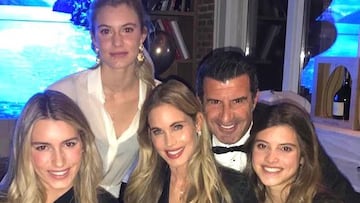 Figo acompa?ado de Helene y sus hijas.