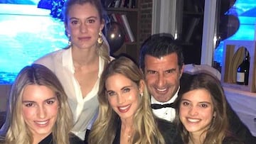 Figo acompañado de Helene y sus hijas.