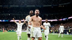 Dani Carvajal celebra el tercer gol que dio la victoria al Real Madrid.