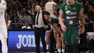 Pablo Laso, durante el partido de la Liga ACB que ha enfrentado a Unicaja y Real Madrid en el Martín Carpena de Málaga