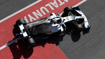 El Mercedes de Bottas, en Barcelona.