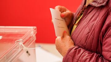 Una persona ejerce su derecho a voto en las elecciones autonómicas vascas, en el Colegio Público Otxandio, a 21 de abril de 2024, en Otxandio, Vizcaya, País Vasco (España). 1.795.206 vascos están llamados hoy a las urnas para votar en las elecciones al Parlamento Vasco, donde se elegirán los 75 diputados de la XII legislatura del País Vasco.
21 ABRIL 2024;ELECCIONES;COMICIOS;AUTONÓMICAS;VASCAS;21A;URNAS;RECURSOS;DIPUTADOS
Iñaki Berasaluce / Europa Press
21/04/2024