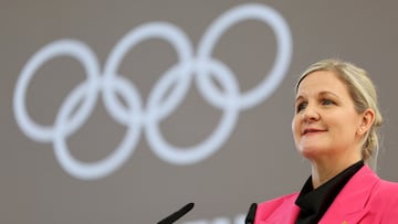 Olympics - Kirsty Coventry takes over as the new International Olympic Committee President - IOC headquarters, Lausanne, Switzerland - June 23, 2025 New IOC president Kirsty Coventry during the ceremony REUTERS/Pierre Albouy