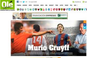 La prensa llora la muerte de Cruyff