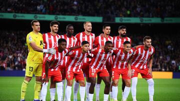 BARCELONA, SPAIN - NOVEMBER 05: Almeria players pose for the photo during the LaLiga Santander match between FC Barcelona and UD Almeria at Spotify Camp Nou on November 05, 2022 in Barcelona, Spain. (Photo by Eric Alonso/Getty Images)