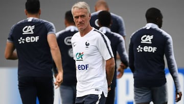 Deschamps, en el entrenamiento de Francia.