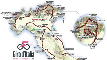 Giro 2019: siete metas en alto y 58,5 km de crono individual