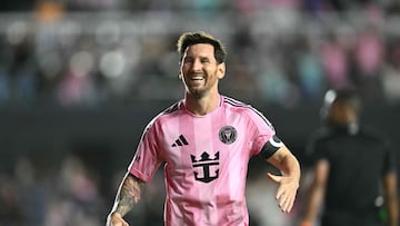 (FILES) Inter Miami's Argentine forward #10 Lionel Messi celebrates his team's fourth goal during the Major League Soccer (MLS) Eastern Conference final football match between Inter Miami and New York City FC at Chase Stadium in Fort Lauderdale, Florida on November 29, 2025. Argentine superstar Lionel Messi won his second consecutive Major League Soccer Most Valuable Player award on December 9, 2025, after sparking Inter Miami to the MLS title and leading the league in goals. Messi became the first player to win back-to-back MLS MVP awards and only the second MLS player to capture a second MVP award after Preki in 1997 and 2003. (Photo by CHANDAN KHANNA / AFP)