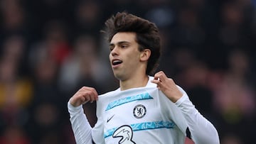 João Félix celebra un gol durante su primera etapa como jugador del Chelsea.