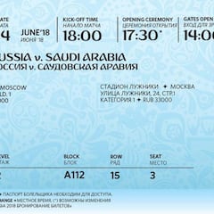 Así es el diseño detallado de las entradas del Mundial de Rusia