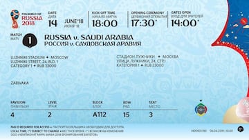 Entradas del Mundial de Rusia.