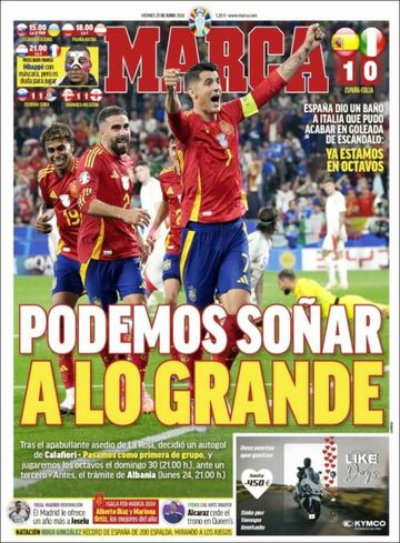 España es una fiesta, bravissimo... las portadas en prensa tras la victoria ante Italia