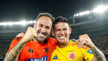 James Rodríguez celebra la clasificación de Colombia al Mundial 2026.