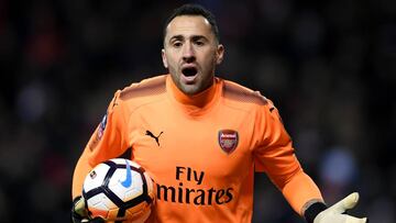 El portero colombiano David Ospina del Arsenal en el juego ante Nottingham Forest por la tercera ronda de la FA Cup