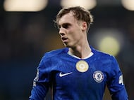 LONDON (United Kingdom), 10/02/2026.- Cole Palmer of Chelsea reacts during the English Premier League match between Chelsea FC and Leeds United, in London, Britain, 10 February 2026. (Reino Unido, Londres) EFE/EPA/DAVID CLIFF EDITORIAL USE ONLY. No use with unauthorized audio, video, data, fixture lists, club/league logos, 'live' services or NFTs. Online in-match use limited to 120 images, no video emulation. No use in betting, games or single club/league/player publications.