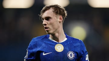 LONDON (United Kingdom), 10/02/2026.- Cole Palmer of Chelsea reacts during the English Premier League match between Chelsea FC and Leeds United, in London, Britain, 10 February 2026. (Reino Unido, Londres) EFE/EPA/DAVID CLIFF EDITORIAL USE ONLY. No use with unauthorized audio, video, data, fixture lists, club/league logos, 'live' services or NFTs. Online in-match use limited to 120 images, no video emulation. No use in betting, games or single club/league/player publications.