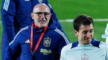 De la Fuente y Oyarzabal, en un entrenamiento con la Selección.