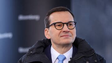 Mateusz Morawiecki, Poland's prime minister, during a Bloomberg Television interview on day two of the World Economic Forum (WEF) in Davos, Switzerland, on Wednesday, Jan. 18, 2023. The annual Davos gathering of political leaders, top executives and celebrities runs from January 16 to 20. Photographer: Hollie Adams/Bloomberg via Getty Images