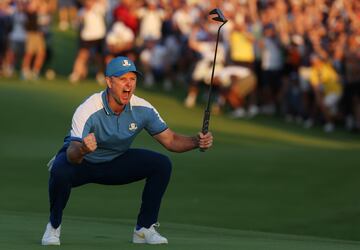 Alegría del golfista nacido en Johannesburgo Justin Rose.