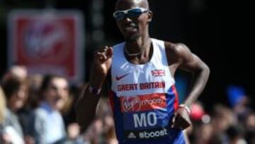 El brit&aacute;nico de origen somal&iacute; Mo Farah, octavo en su debut en el marat&oacute;n de Londres.