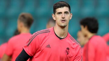 Courtois, en un entrenamiento previo a la Supercopa de Europa.