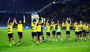 Borussia Dortmund players celebrate after the 5-0 thrashing.