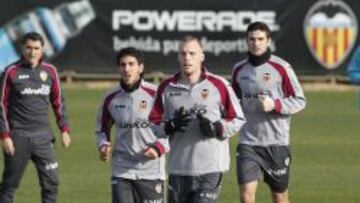 Mathieu en el entrenamiento del Valencia.