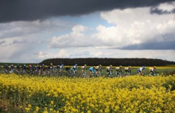 El pelotón de ciclistas durante la segunda etapa del Tour de Yorkshire 2016.