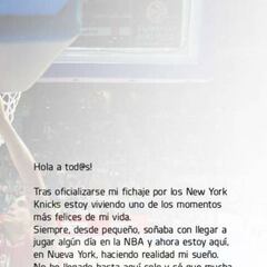 Willy da las gracias: su carta como nuevo Knickerbocker