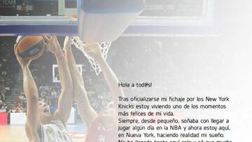 Willy da las gracias: su carta como nuevo Knickerbocker