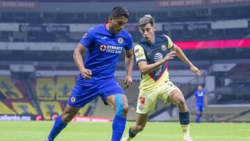  (L-R) Luis Romo of Cruz Azul and Mauro lainez of America during the game America vs Cruz Azul, corresponding to the 15th round match of the Torneo Guard1anes Clausura 2021 of the Liga BBVA MX, at Azteca Stadium, on April 17, 2021.
 
 &lt;br&gt;&lt;br&gt;
 
 (I-D), Luis Romo de Cruz Azul y Mauro lainez de America  durante el partido America vs Cruz Azul, correspondiente a la Jornada 15 del Torneo Clausura Guard1anes 2021 de la Liga BBVA MX, en el Estadio Azteca, el 15 de Abril de 2021.