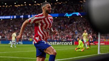 MADRID, SPAIN - SEPTEMBER 07: Mario Hermoso of Atletico de Madrid celebrates after scoring his teams first goal during the UEFA Champions League group B match between Atletico Madrid and FC Porto at Civitas Metropolitano Stadium on September 7, 2022 in Madrid, Spain. (Photo by Berengui/DeFodi Images via Getty Images)