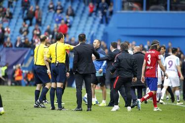 Simeone sent off after ball is thrown onto pitch during play