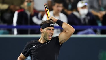 Tennis - Mubadala World Tennis Championship - International Tennis Centre, Zayed Sports City, Abu Dhabi, United Arab Emirates - December 17, 2021 Spain's Rafael Nadal in action during his semi final match against Britain's Andy Murray REUTERS/Christopher