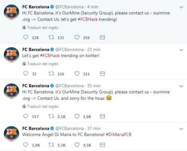‘Hackean’ las redes del Barcelona; anuncian la llegada de Ángel Di María
