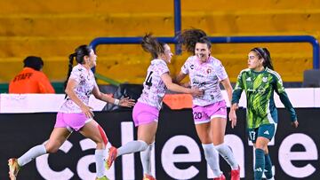 Kali Trevithick celebrates her goal 1-1 of Tijuana during the 1st round match between Tigres UANL and Tijuana as part of the Torneo Clausura 2025 Liga MX Femenil at Universitario Stadium on January 06, 2025 in Monterrey, Nuevo Leon, Mexico.