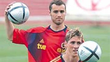 Helguera y Torres en la primera sesión de entrenamiento.