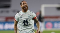 Sergio Ramos during the warm up before Spain&#039;s game against Gernany, 