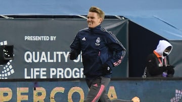 Odegaard after the Spanish Supercup soccer semifinal match between Real Madrid and Athletic Club de Bilbao, played at La Rosaleda Stadium, in M&aacute;laga, Spain, on Thursday, January 14, 2021.