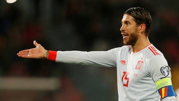 Soccer Football - Euro 2020 Qualifier - Group F - Malta v Spain - Ta&#039; Qali National Stadium, Ta&#039; Qali, Malta - March 26, 2019  Spain&#039;s Sergio Ramos gestures 