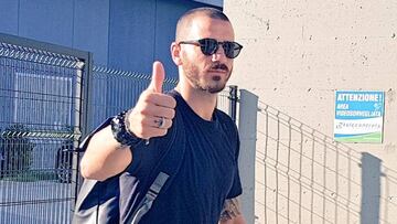 Bonucci a su llegada a Vinovo.