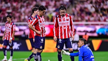 Jose Castillo, Diego Campillo, Jose Rangel of Guadalajara during the 13th round match between Guadalajara and Mazatlan FC as part of the Liga BBVA MX, Torneo Apertura 2025 at Akron Stadium, on October 18, 2025 in Guadalajara, Jalisco, Mexico.